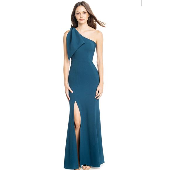 NEW! Dress the Population Georgina One-Shoulder Maxi Dress in Peacock blue XXL - Picture 1 of 12